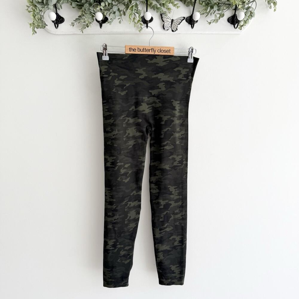 Spanx Women’s Green Camo Print Seamless Leggings High Waist Size XL DD3233